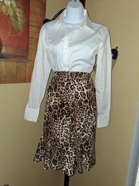 Carlisle Leopard-Print Circle Skirt in Brown & Black